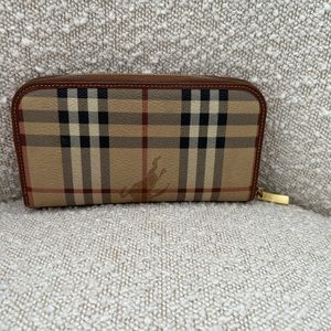 Burberry Haymarket Zip Around Wallet